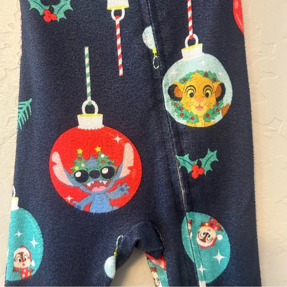 ⭐️Disney 100 Christmas ornament character print footie pajamas size 6-9 months
